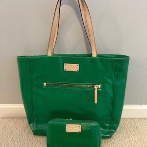 Kate Spade Kelly Green Tote and Wallet